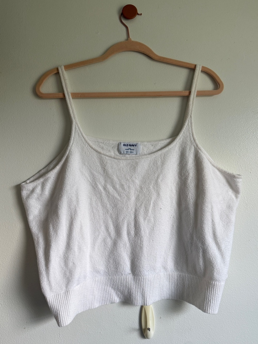Old Navy XXL White Cropped Ribbed-Hem Tank